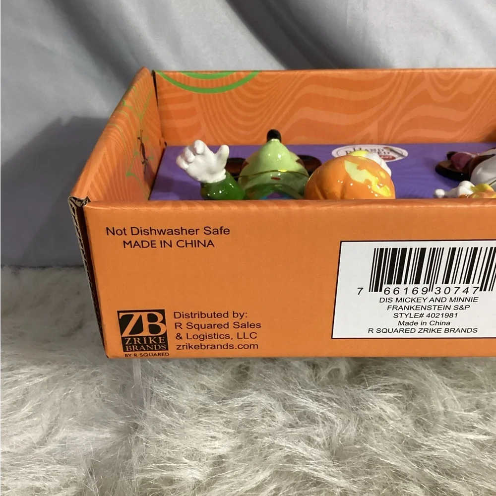 Disney Ceramic Mickey & Minnie Mouse Halloween Frankenstein Salt & Pepper Shaker